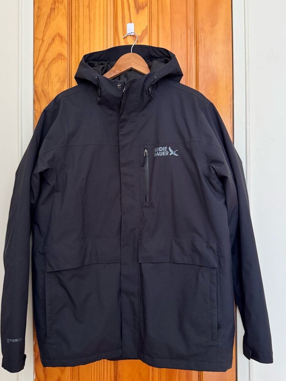 Eddie Bauer Black Hooded Raincoat